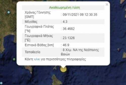 Σεισμός 4,3 Ρίχτερ στη Νεάπολη