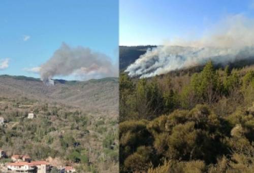 Πυρκαγιά στον Πάρνωνα, βόρεια των Καρυών