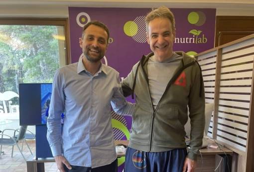 Ο πρωθυπουργός Κυρ. Μητσοτάκης στο Nutrilab του Σπαρτιάτη Κώστα Μπάρδη