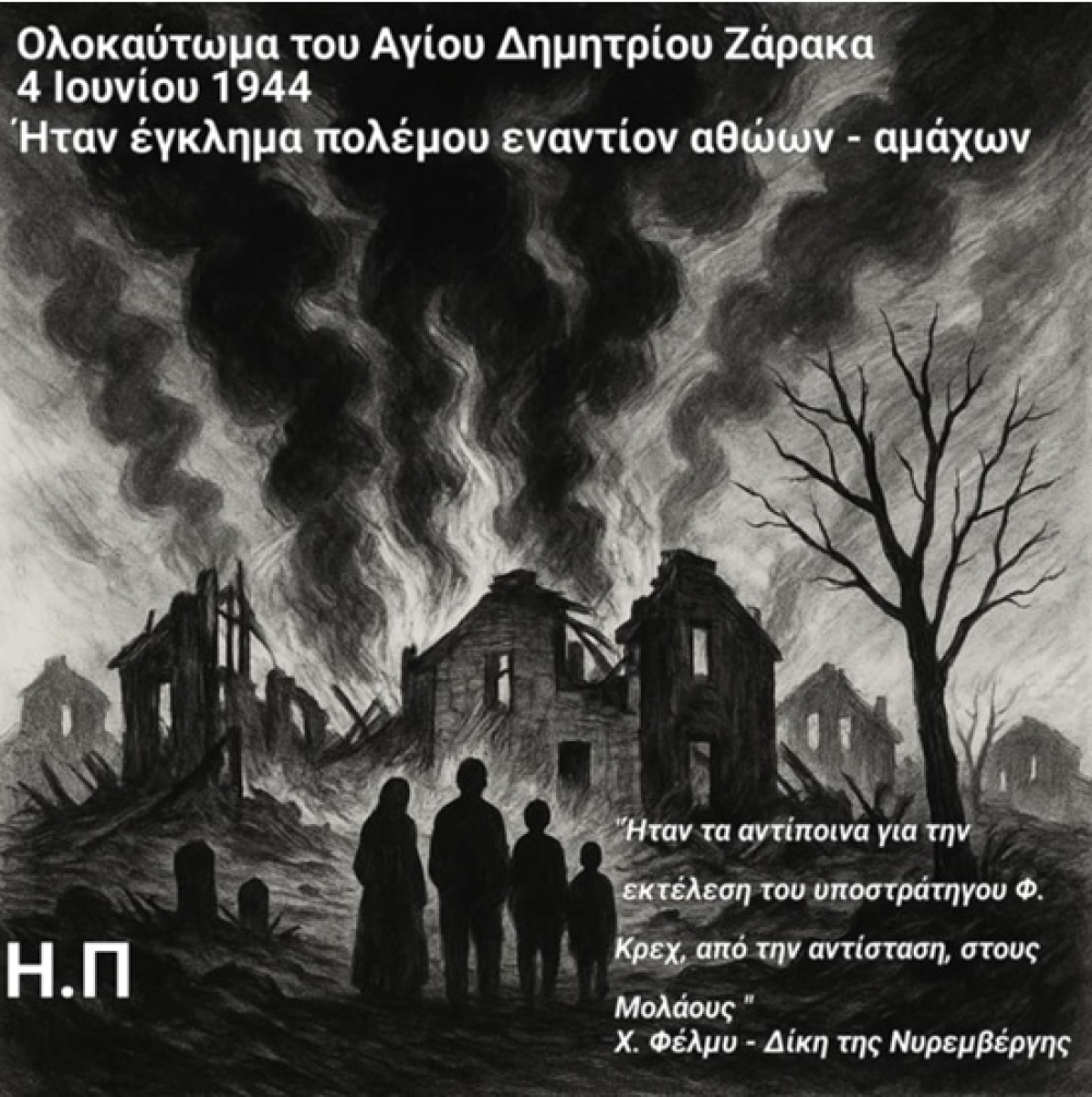 Ά&gamma;&iota;&omicron;&sigmaf; &Delta;&eta;&mu;ή&tau;&rho;&iota;&omicron;&sigmaf; &Zeta;ά&rho;&alpha;&kappa;&alpha; &ndash; &Chi;&omega;&rho;&iota;ό &Mu;&alpha;&rho;&tau;&upsilon;&rho;&iota;&kappa;ό 4 &Iota;&omicron;&upsilon;&nu;ί&omicron;&upsilon; 1944: &Eta; &mu;έ&rho;&alpha; &pi;&omicron;&upsilon; &kappa;ά&eta;&kappa;&epsilon; &tau;&omicron; &phi;&omega;&sigmaf;